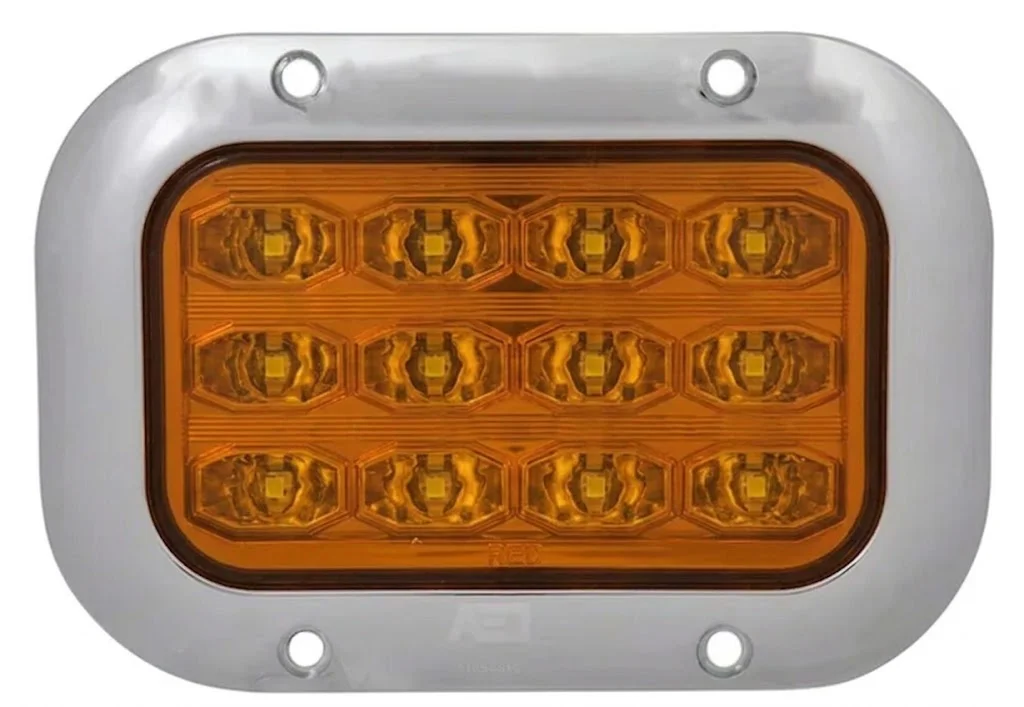 PLAFON ABMAR RECTANGULAR 12 LEDS DE REMACHE CROMADO CON ESTROBO 12-24V PL-244CR-E-A TRO-GRIM