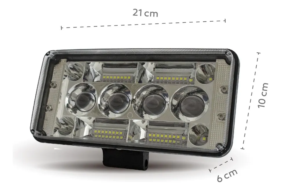 FARO LED RECTANGULAR 8 PULGADAS LUZ BLANCO LUPA AMARILLA Y BLANCA IOL-LFL-431