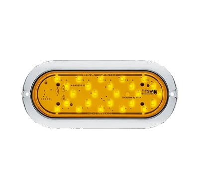 PLAFON AMBAR OVALADO 25 LEDS REMACHE CROMADO CON FUNCION FLECHA DERECHA 12-24V PL-139CR-12AD TRO-GRIM