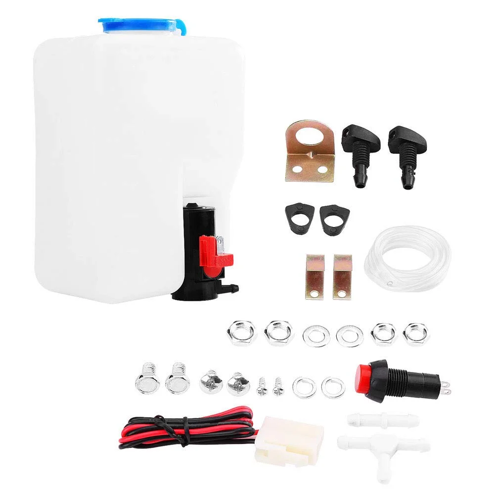 DEPOSITO COMPLETO P/AGUA DE LIMPIAPARABRISAS UNIVERSAL BASE BOMBA BOTON TORNILLOS D00019