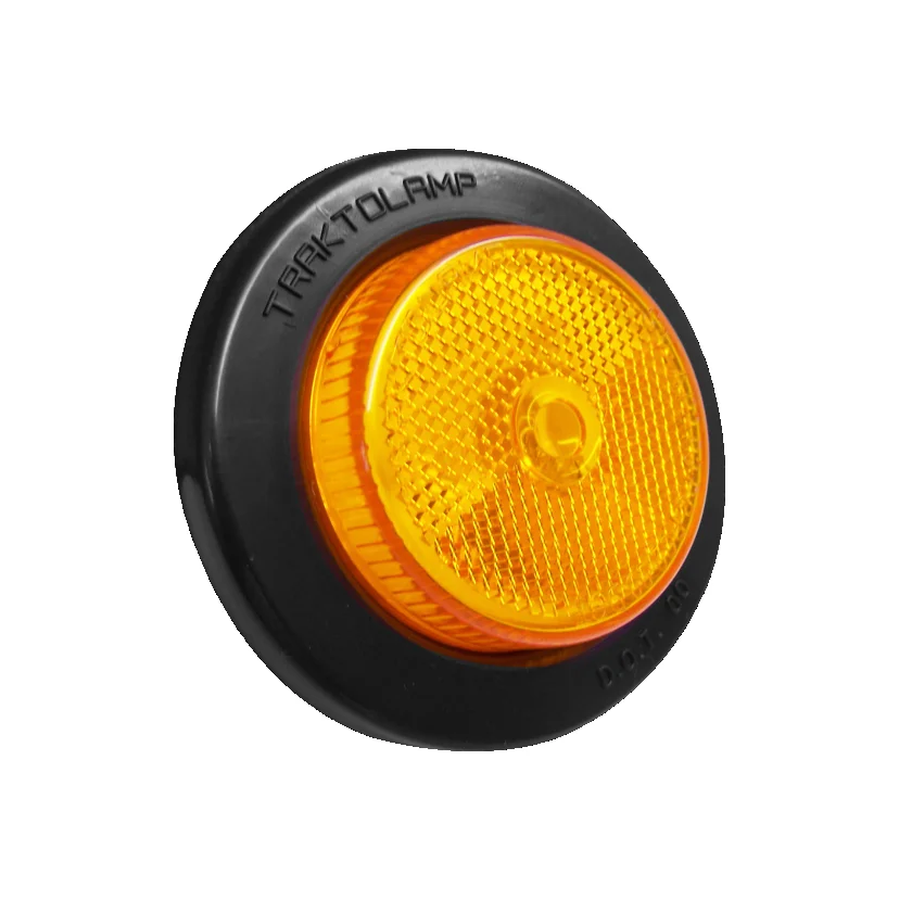 PLAFON AMBAR REDONDO LUZ 2 1/2" Y LENTE REFLEJANTE DE GOMA 12V 2240A TRAKTOLAMP