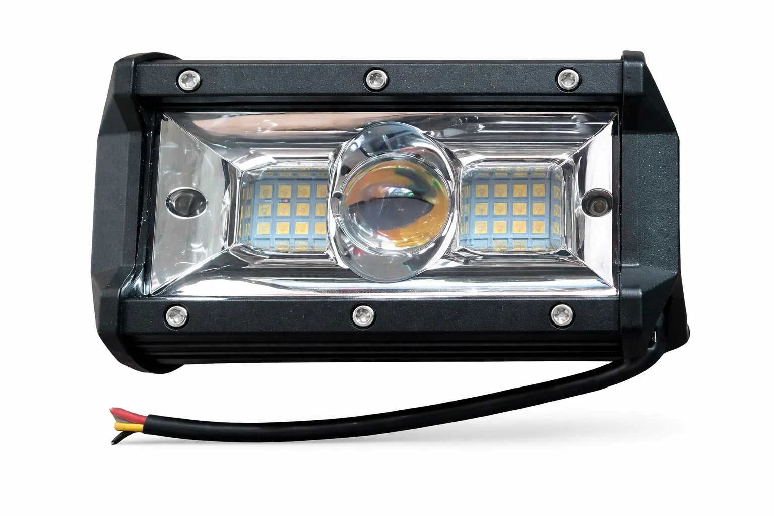 JUEGO DE BARRA LED BLANCA FIJA LUZ CENTRAL AMARILLA 33 LEDS 9-30V LARGO 13cm x ANCHO 8cm IOL-LBLD-141