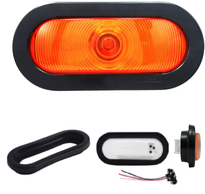 PLAFON AMBAR OVALADO DE GOMA EMBUTIR 6" C/FOCO C/CONECTOR 12V 2625 LOMBRA