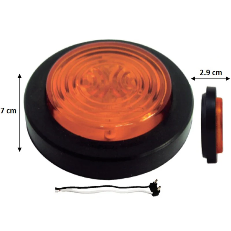 PLAFON AMBAR REDONDO DE GOMA EMBUTIR 2" C/FOCO 12V P-241HU-A TRO-GRIM