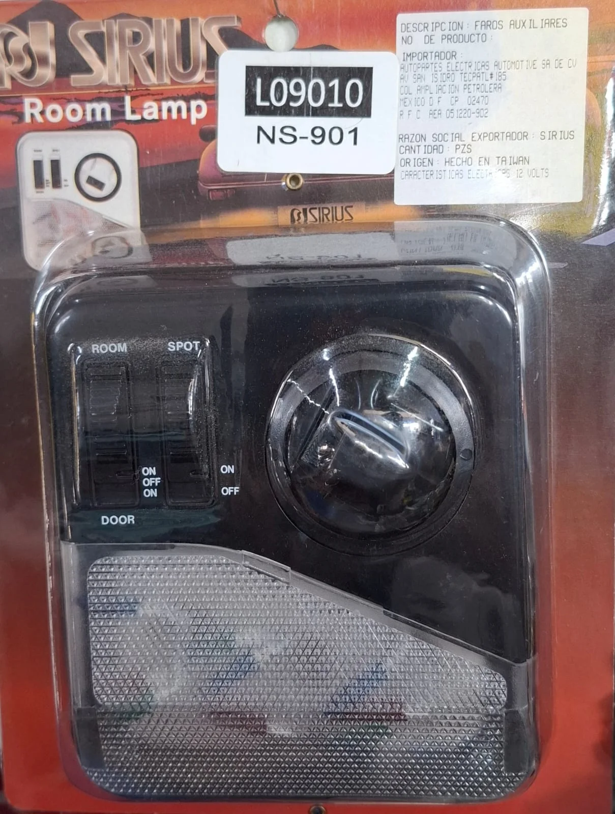 FOCO LUZ INTERIOR UNIVERSAL TIPO DISCO C/LUZ DE LECTURA NEGRO 156x135x55mm L09010