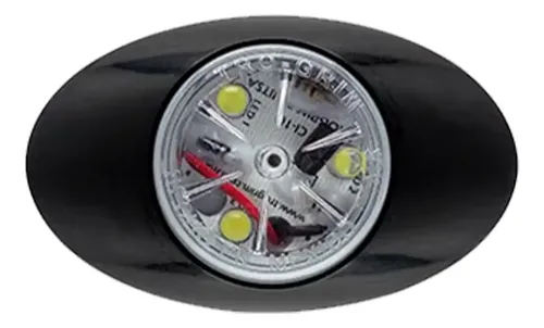 PLAFON BLANCO OVALADO 3 LEDS FIJO BASE NEGRA LARGO 3.15" x ANCHO 2.01" 12-24V PL-10BN-SM-B TRO-GRIM