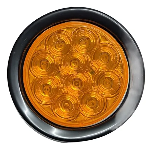 PLAFON AMBAR REDONDO DE GOMA EMBUTIR 4" 10 LEDS 12-24V 8000A TRAKTOLAMP