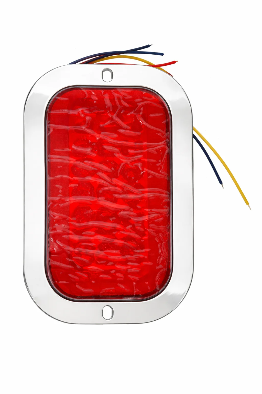 PLAFON ROJO RECTANGULAR DE REMACHE CROMADO 4" CON OJO DE ANGEL CON ESTROBO 10-30V IOL-LPL-121