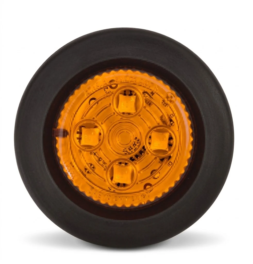 PLAFON AMBAR REDONDO 2" 4 LEDS FIJO BASE DE GOMA EMBUTIR 12V PA-25HU-4SM-A AMALIGHT