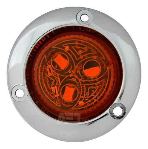 PLAFON AMBAR REDONDO 2" 3 LEDS DE REMACHE CROMADO CON ESTROBO 12-24V PL-241CR-E-A TRO-GRIM