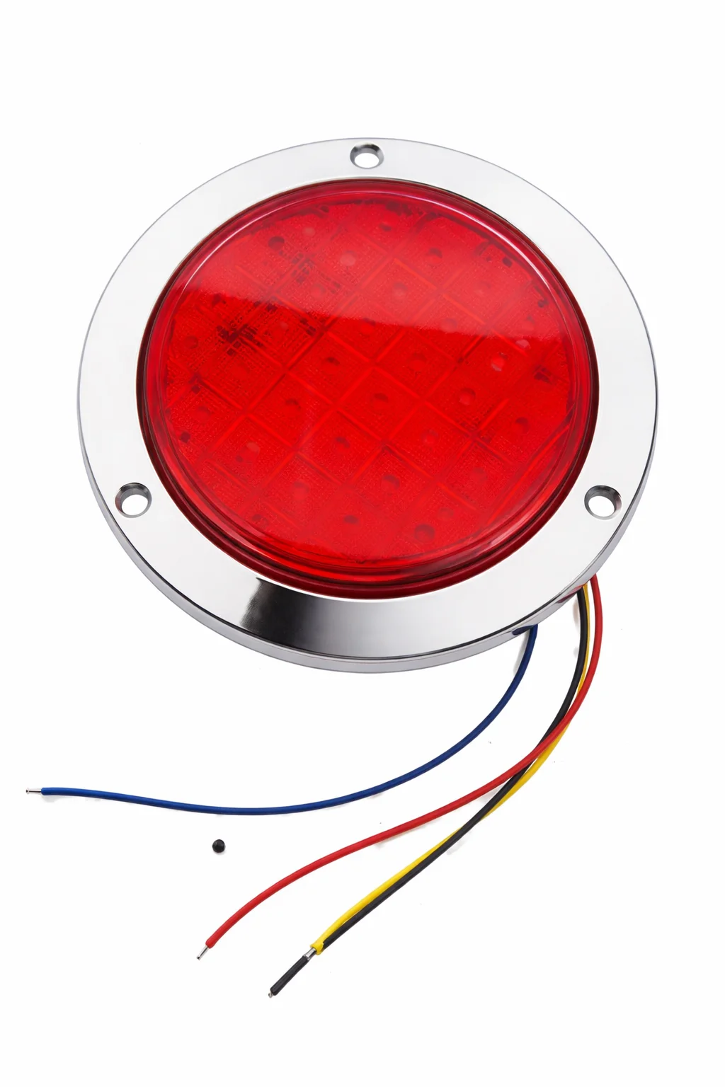 PLAFON ROJO REDONDO PLANO DE REMACHE CROMADO 4" 34 LEDS FIJO 10-30V IOL-LPL-112