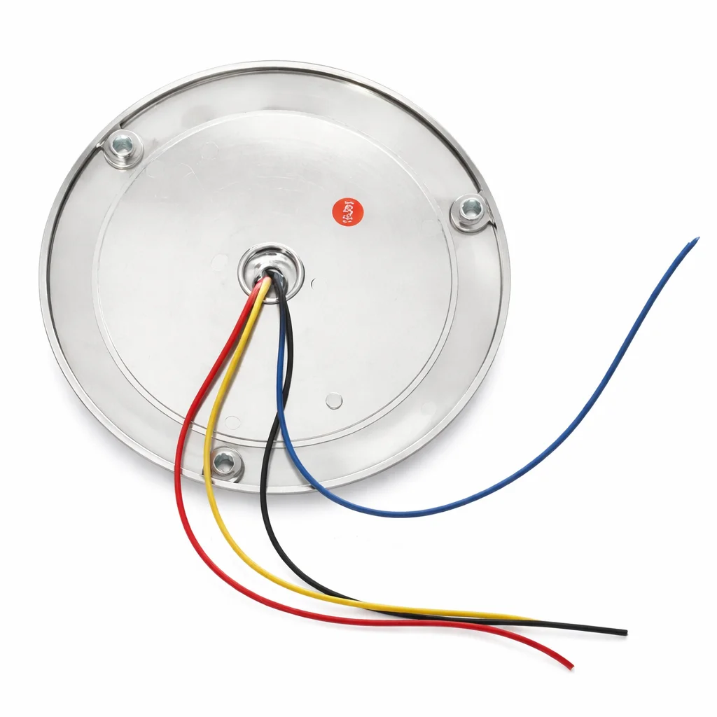 PLAFON ROJO REDONDO PLANO DE REMACHE CROMADO 4" 34 LEDS FIJO 10-30V IOL-LPL-112