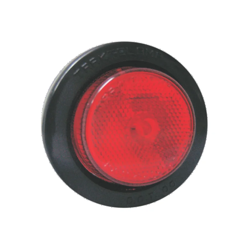 PLAFON ROJO REDONDO LUZ 2 1/2" Y LENTE REFLEJANTE DE GOMA 12V 2240R TRAKTOLAMP