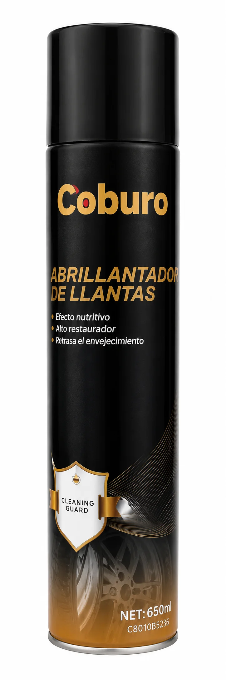 ABRILLANTADOR DE LLANTAS COBURO LIMPIEZA NUTRITIVA BRILLO INTENSIFICADOR RETARDA EL ENVEJECIMIENTO 650ml