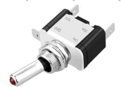 INTERRUPTOR DE 1 PASO PALANCA CROMADA C/LED AMBAR ON/OFF 3TER 12V CS-122016 28X51MM S12770 IMPORTADO