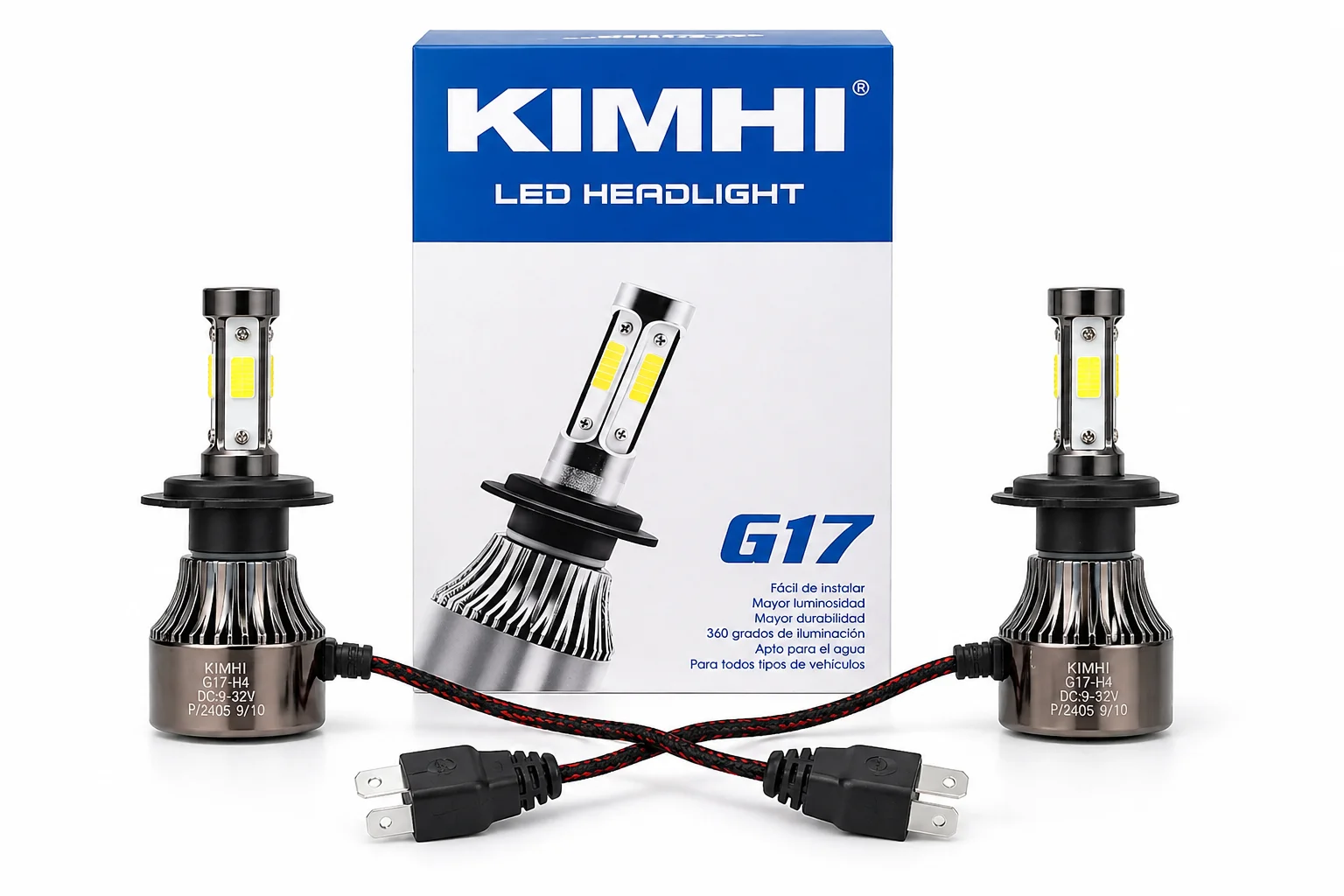 JUEGO DE FOCOS LED H7 CON CABLE 4 CARAS 2 TER KIMHI
