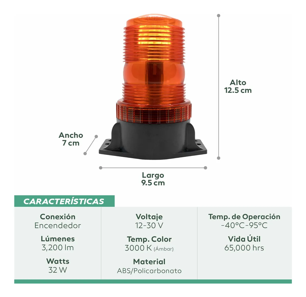 TORRETA AMBAR MONTACARGAS 30 LEDS CON ESTROBO 12-30V IOL-LCD-112