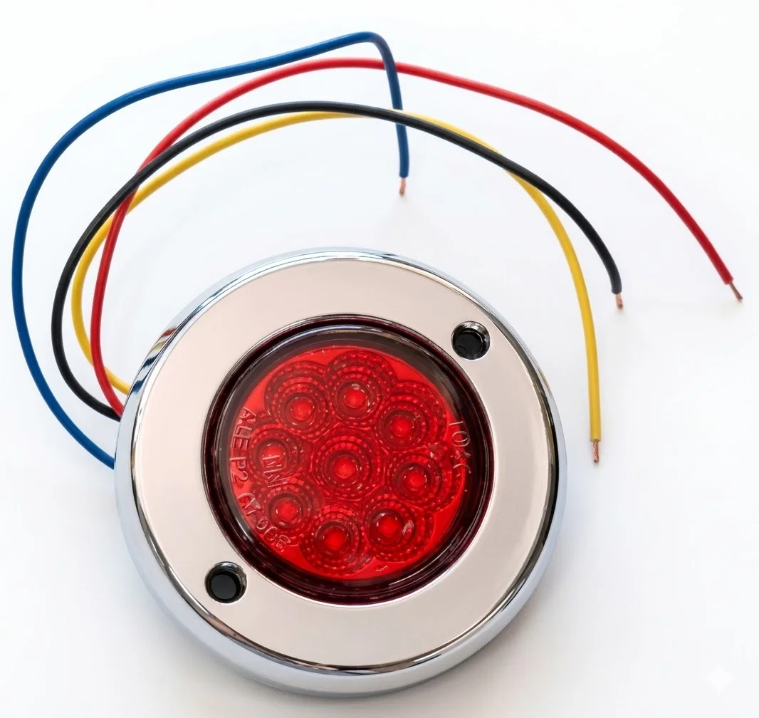 PLAFON ROJO REDONDO DE REMACHE CROMADO 2" 9 LEDS 12V IOL-LPL-061