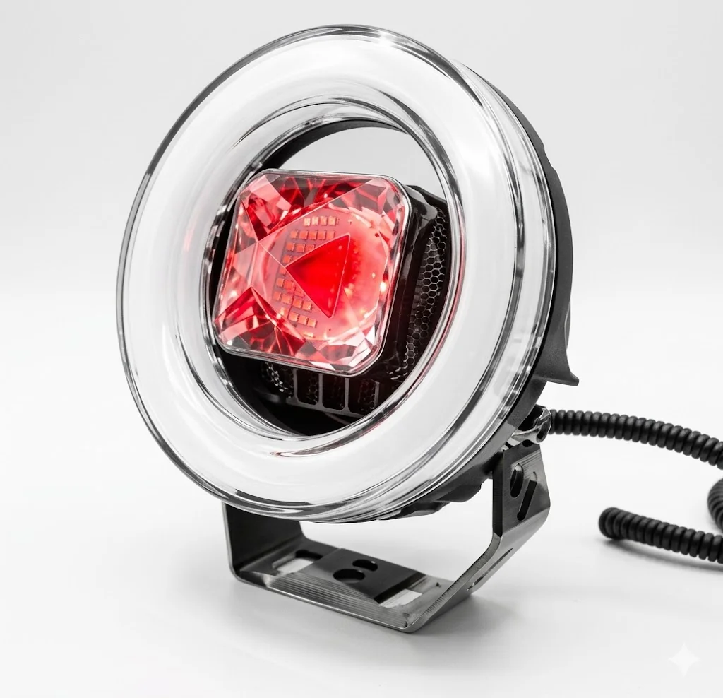 FARO REDONDO 4.5" CON OJO DE ANGEL LUZ BLANCA Y AMARILLA FIJA LUZ AMARILLO Y ROJO COMBINADA LUZ BLANCA Y ROJA COMBINADA CON CONEXION H4 9-30V IOL-LFL-715