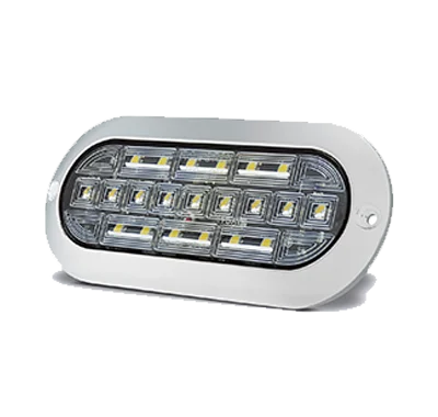 PLAFON BLANCO OVALADO 21 LEDS REMACHE CROMADO ALTA/BAJA O FIJA 12-24V PL-169CR-04-B TRO-GRIM
