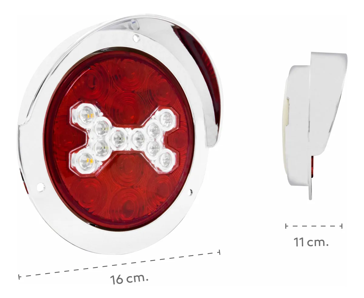 PLAFON ROJO REDONDO DE REMACHE CROMADO 4" CON COPETE Y CON ESTROBO 10-30V IOL-LPL-126
