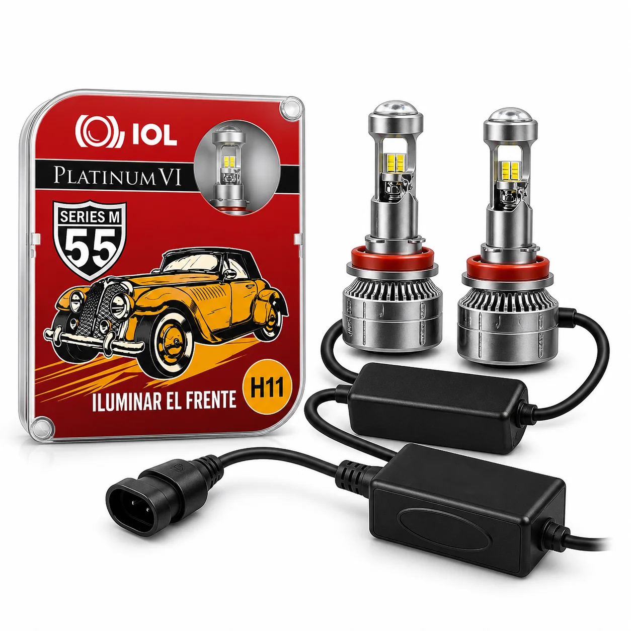 JUEGO DE FOCOS H11 CON LUPA Y CABLE 2 TER IOL-LHL-152 TITANIUM X