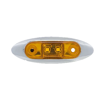 PLAFON AMBAR PLANO LATERAL AUTOBUS AYCO REMACHE CROMADO 2 LEDS FIJO 12-24V PL-35CR-SM-A TRO-GRIM