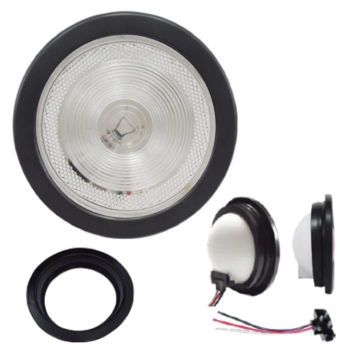 PLAFON BLANCO REDONDO DE GOMA EMBUTIR 4" C/REFLEJANTE C/CONECTOR 12V 700 LOMBRA
