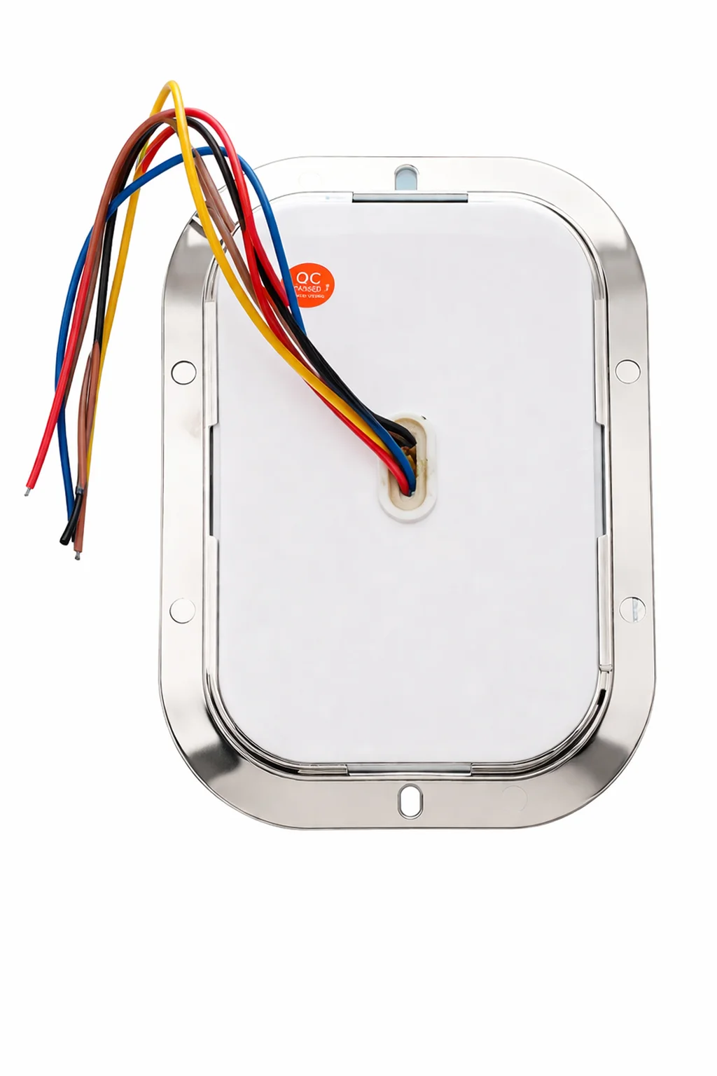 PLAFON AMBAR CUADRADO DE REMACHE CROMADO CON X CENTRAL CON ESTROBO 10-30V IOL-LPL-123