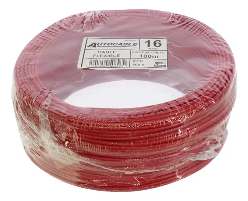 CABLE PLASTICO ROJO #16 100MTS 011669A8 / AC00161 AUTOCABLE