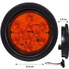 PLAFON AMBAR REDONDO DE GOMA EMBUTIR 4" 10 LEDS C/ESTROBO C/CONECTOR 12V 690 LOMBRA