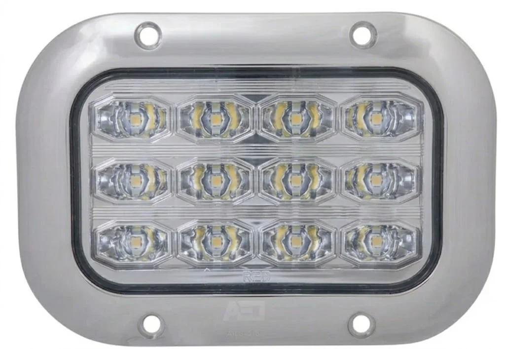 PLAFON BLANCO RECTANGULAR 12 LEDS FIJO DE REMACHE CROMADO 12-24V PL-244CR-SMB TRO-GRIM